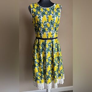Draper James Mimosa Yellow 3D Embroidered Floral Dress Size 6